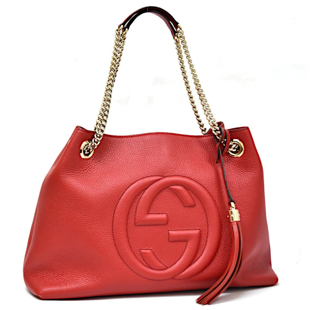 Gucci Bag Chain Tote Interlocking Red Soho GG Leather - Picture 2 of 8